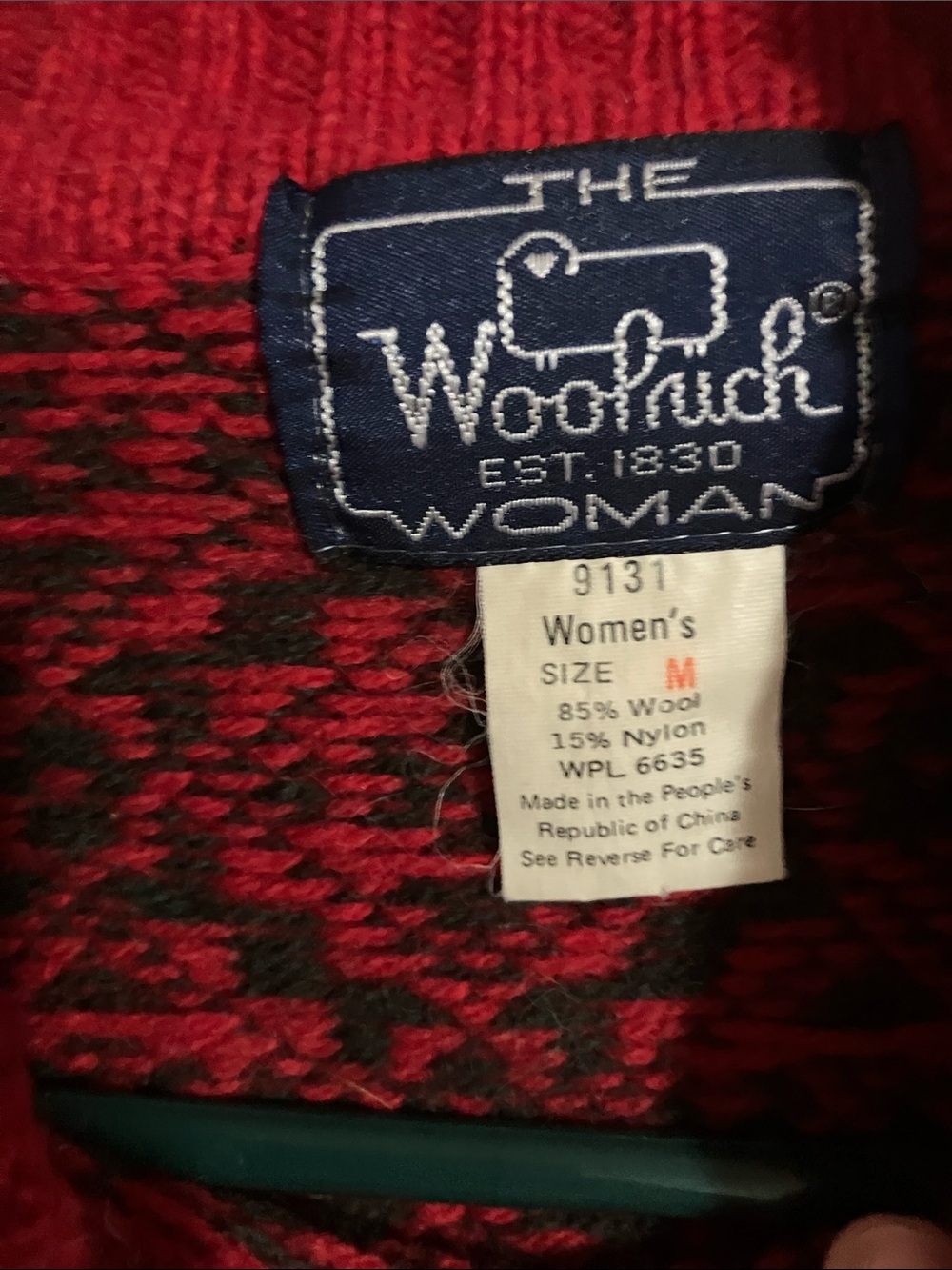 Woolrich vintage Red Crewneck Sweater with Sheep Motif wool medium - Picture 4 of 5